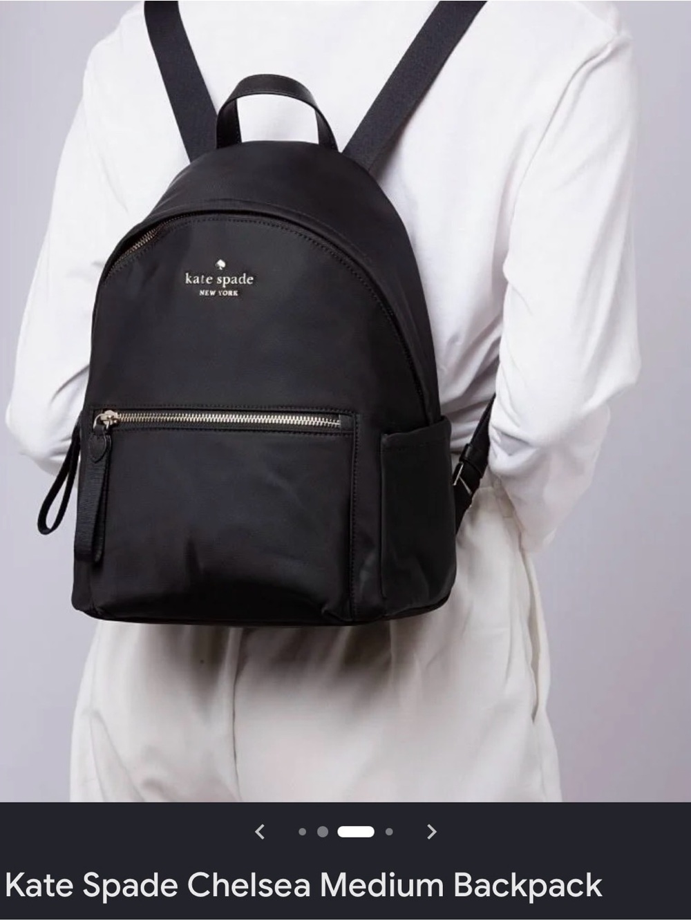 Kate Spade black nylon Chelsea Medium Backpack and travel cosmetic bag
